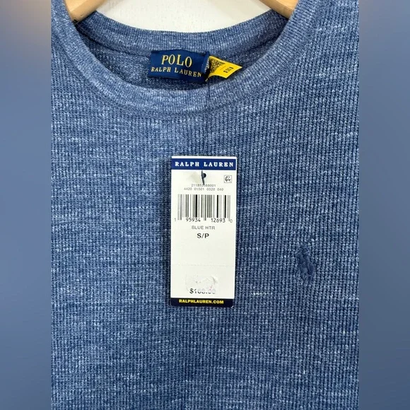 Polo RALPH LAUREN Womens LARGE Maxi DRESS Waffle Knit SHORT SLEEVE Blue SP - Picture 5 of 5